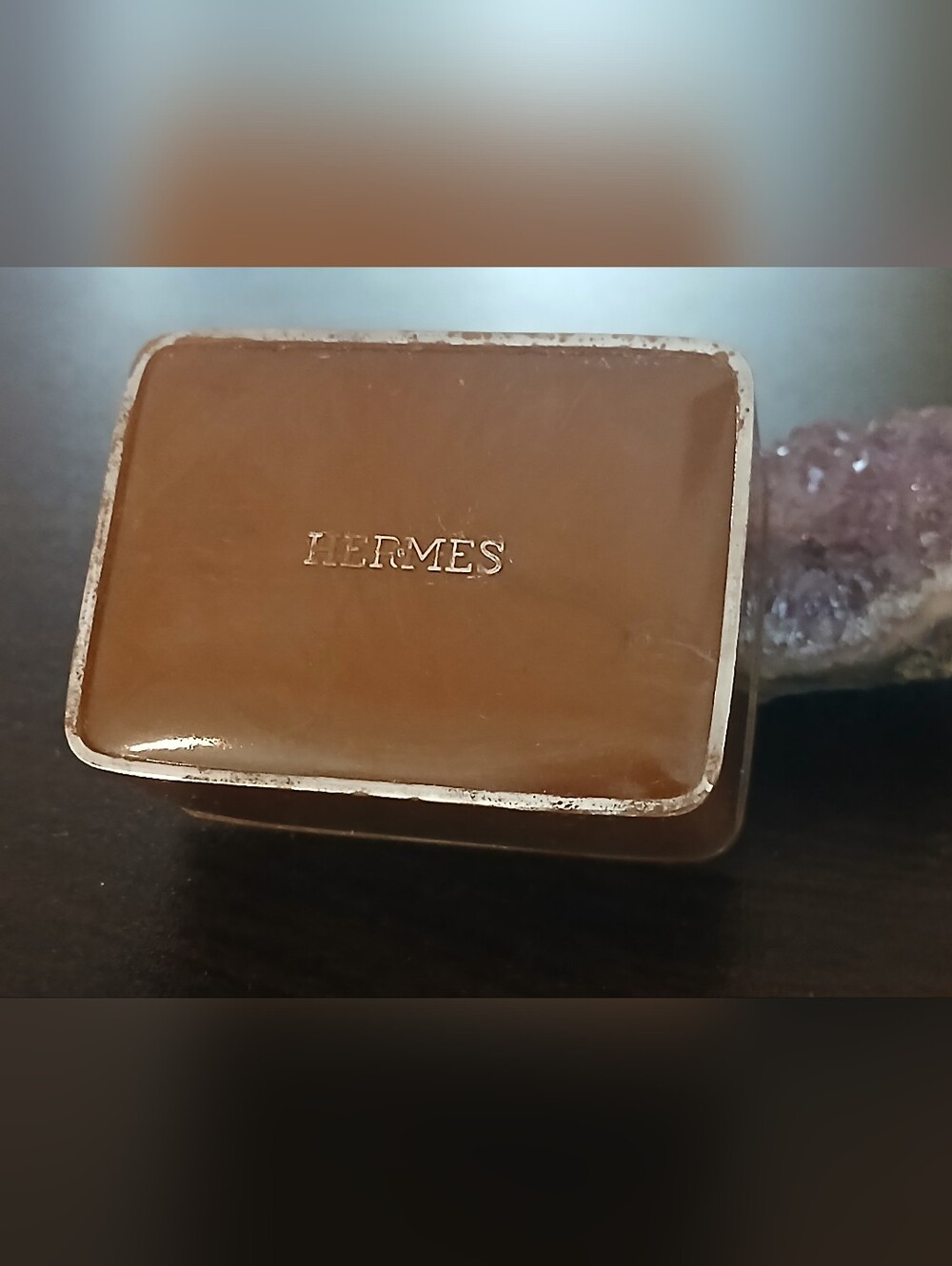 vintage HERMES 'EQUIPAGE' mini soap w/ case